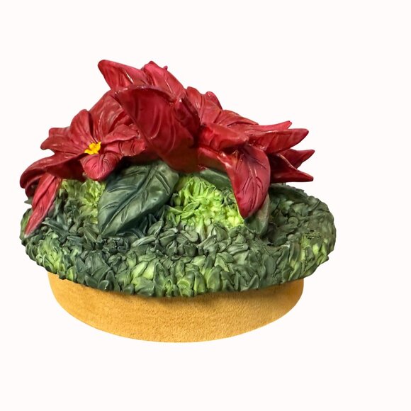 Christmas Poinsettia Candle Topper Decorative Festive Holiday Yankee Candle 3 In - Picture 13 of 16
